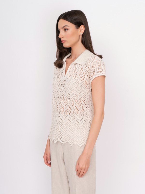 Э623336/22-01 Пуловер с воротом поло Lecomte