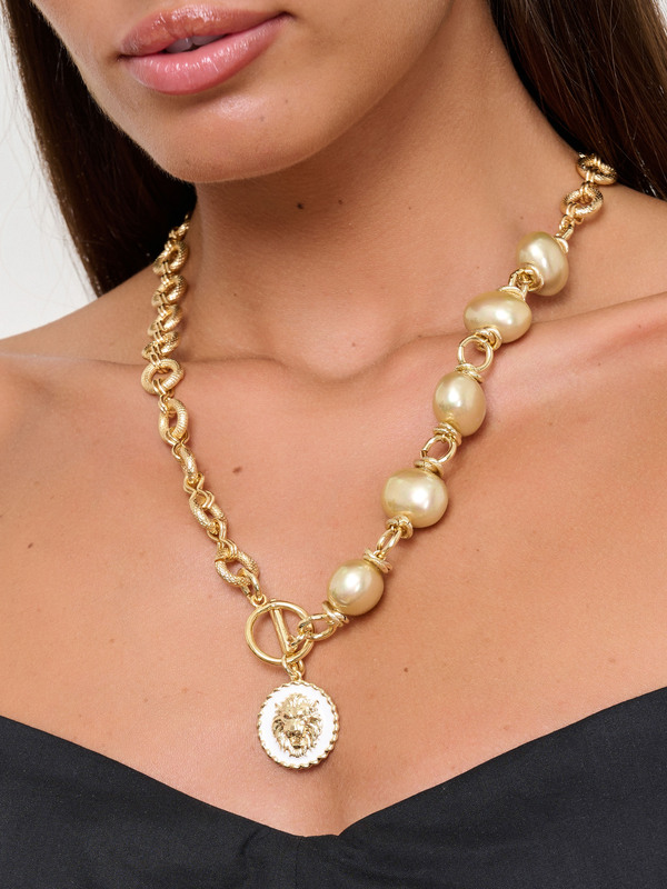 Э422303/24-02 Колье Золотой Лев Ярославна