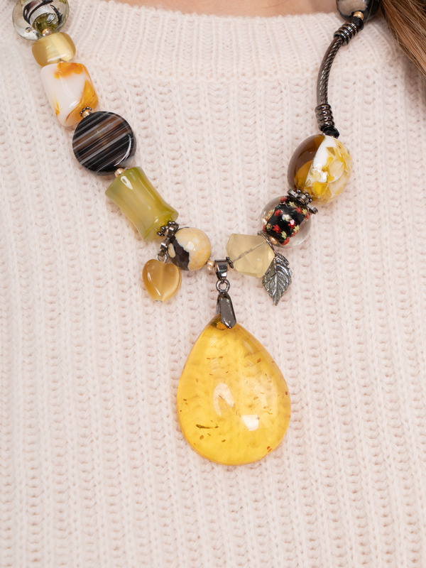 354055/21-02 Кулон Янтарный край Ярославна