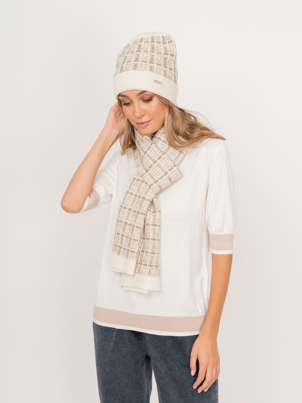 Э1203-223/22-02 Комплект вязаный (шапка + шарф) Franco Vello