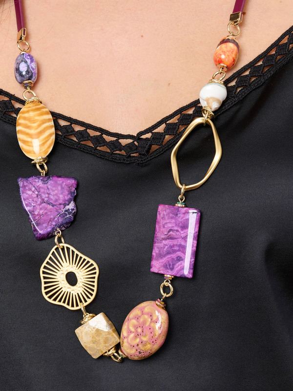 Э429647/24-02 Колье Ежевика и сливки Ярославна