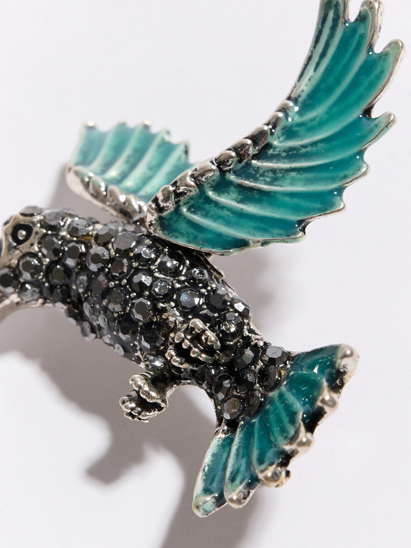 Э403913/24-02 Брошь Изумрудный колибри Ярославна