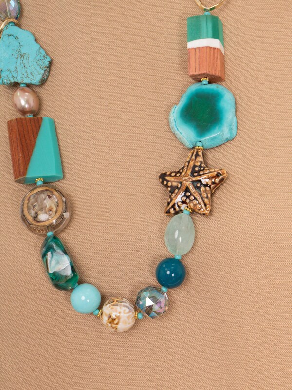 Э345275/22-01 Бусы Остров цвета бирюзы ср. Ярославна