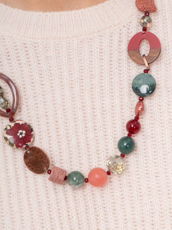 359609/21-02 Бусы Гранатовый вереск кор. Ярославна