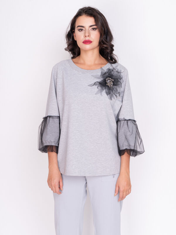 Э12162-S19/19-01 Костюм тр.(Джемпер+брюки)+брошь Franco Vello