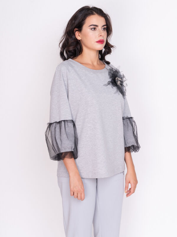 Э12162-S19/19-01 Костюм тр.(Джемпер+брюки)+брошь Franco Vello