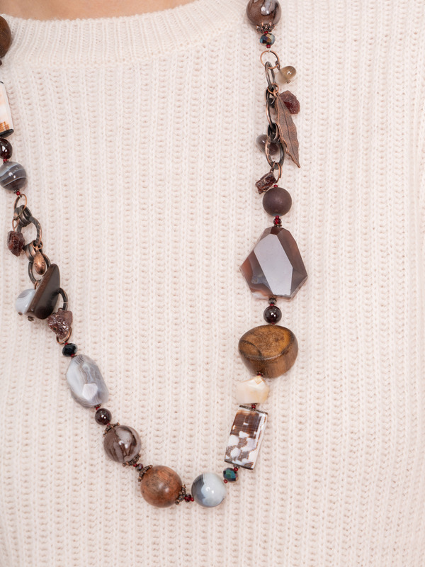 344018/21-02 Бусы Гранатовые сумерки ср. Ярославна