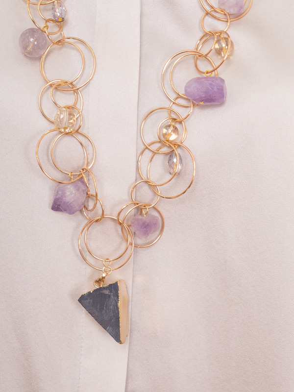 345077/21-02 Колье Аметистовое золото Ярославна