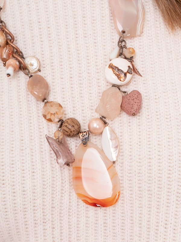 163000/21-02 Колье Опаловый рассвет Ярославна