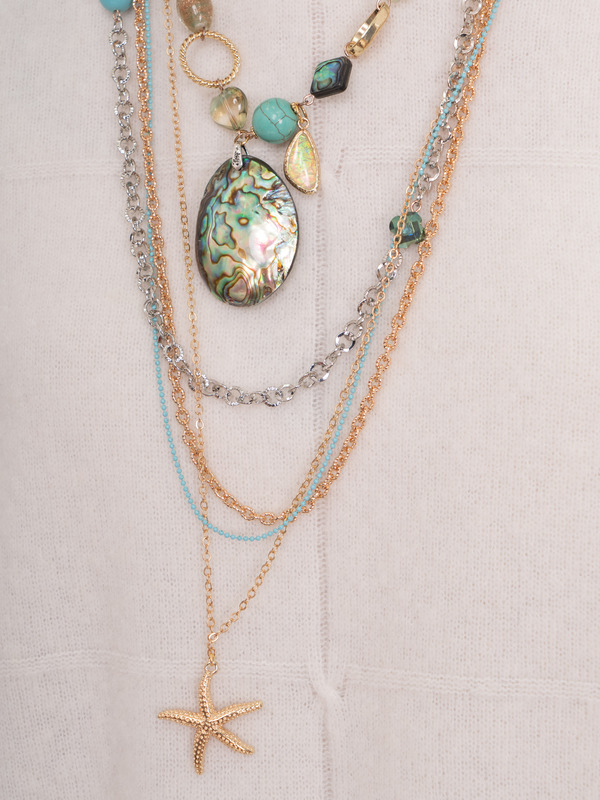 361565/21-02 Колье Бирюзовый остров Ярославна