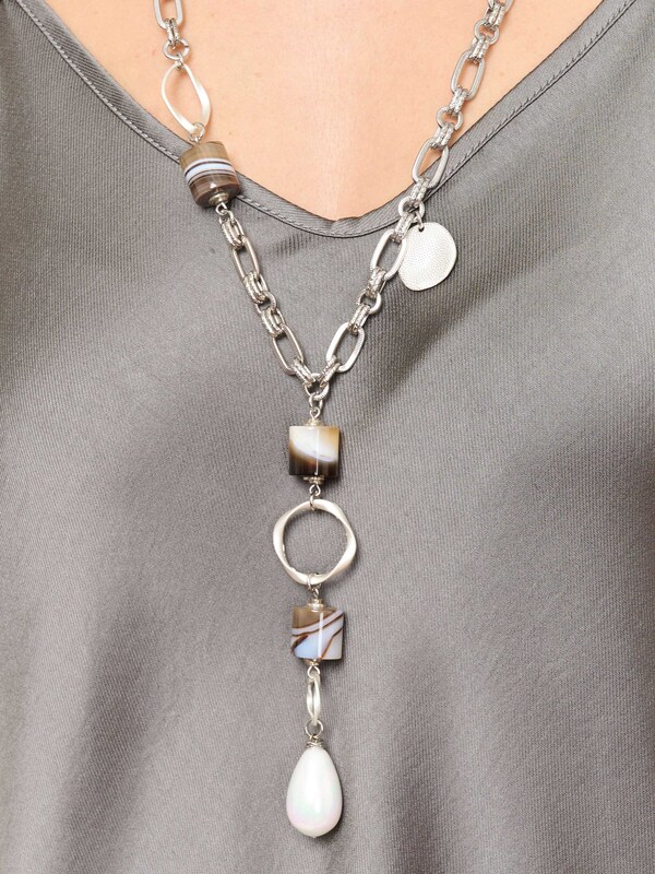 Э383321/24-02 Колье-трансформер Кофе в серебряной чашке Ярославна