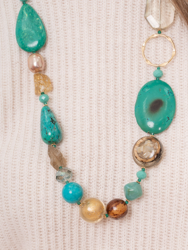 363729/21-02 Бусы Золото в Бирюзовом ларце ср. Ярославна