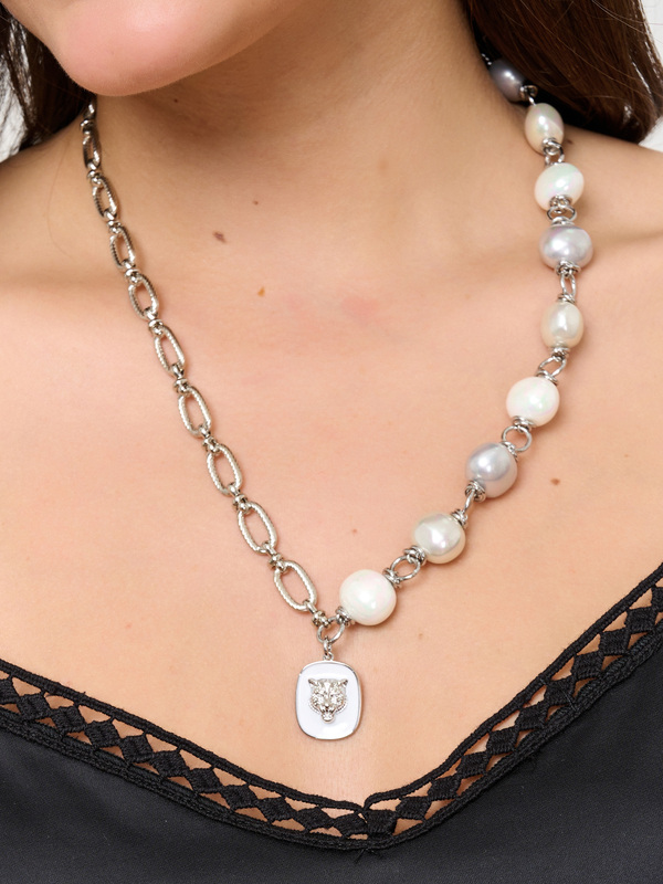 Э424055/24-02 Колье Белый тигр Ярославна