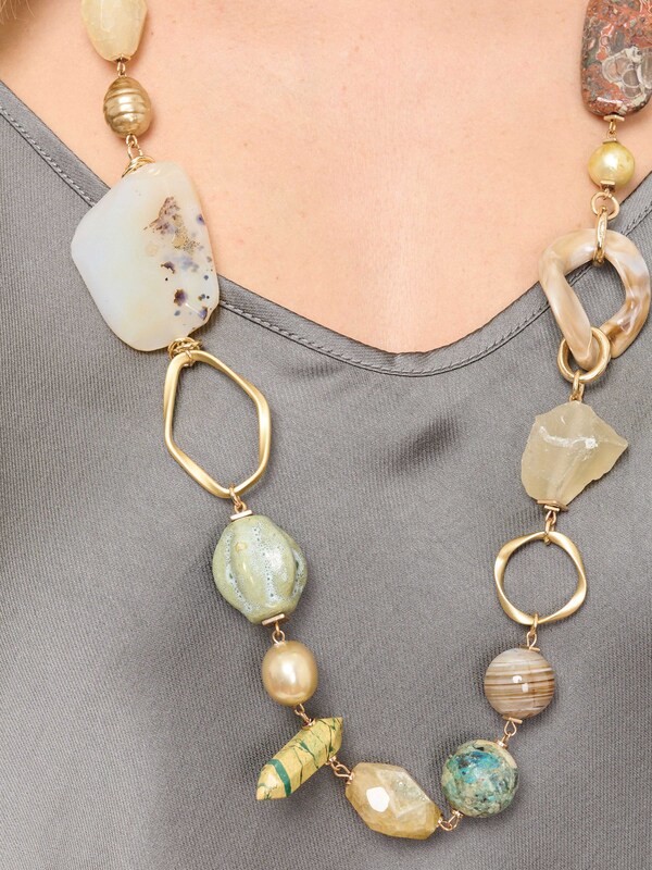 Э411963/24-02 Колье Имбирь и Золото Ярославна